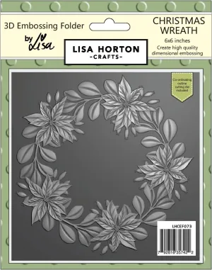 Lisa Horton 3D Embossing Folder 6x6 With Cutting Die - Christmas Wreath