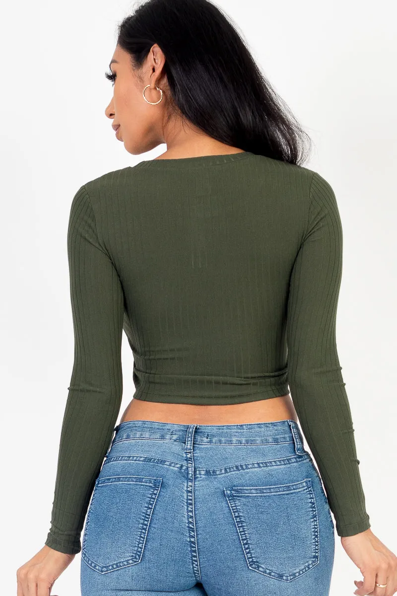 Long Sleeve Round Neck Basic Crop Top (CAPELLA)