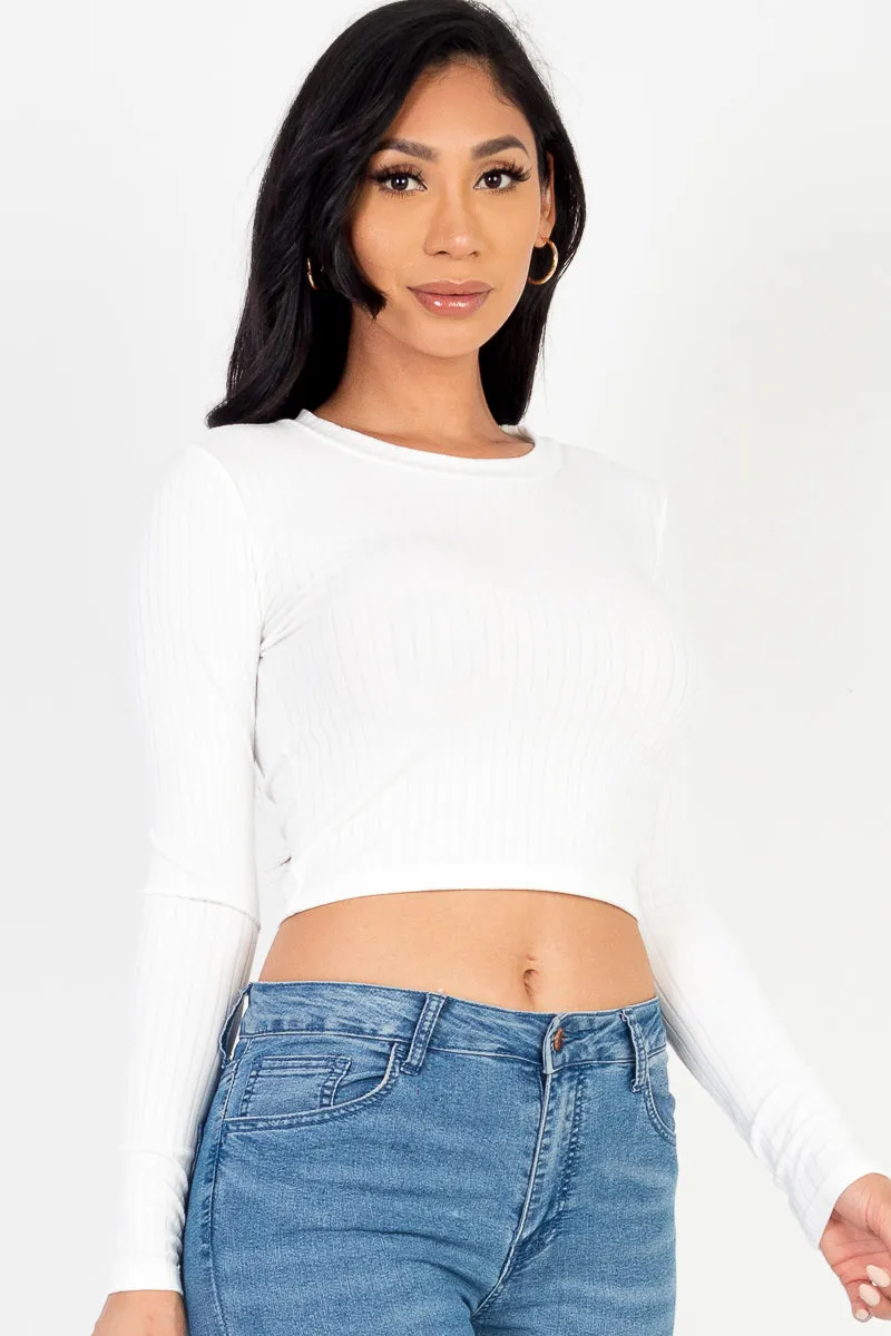 Long Sleeve Round Neck Basic Crop Top (CAPELLA)