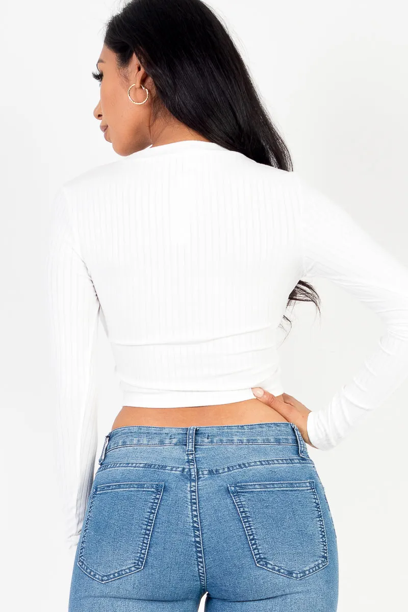 Long Sleeve Round Neck Basic Crop Top (CAPELLA)