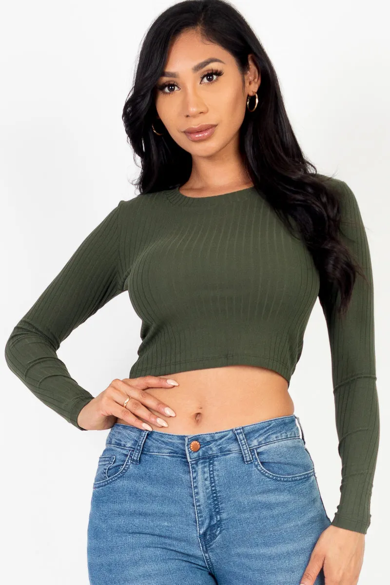 Long Sleeve Round Neck Basic Crop Top (CAPELLA)
