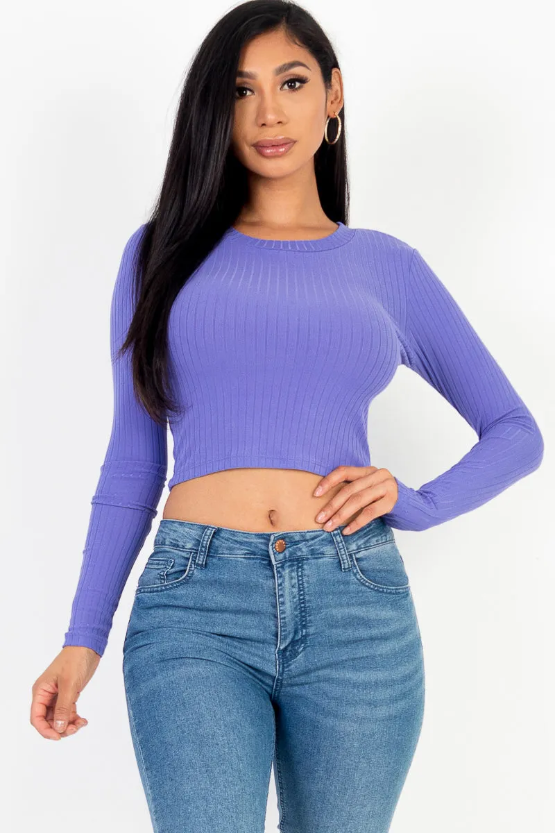 Long Sleeve Round Neck Basic Crop Top (CAPELLA)