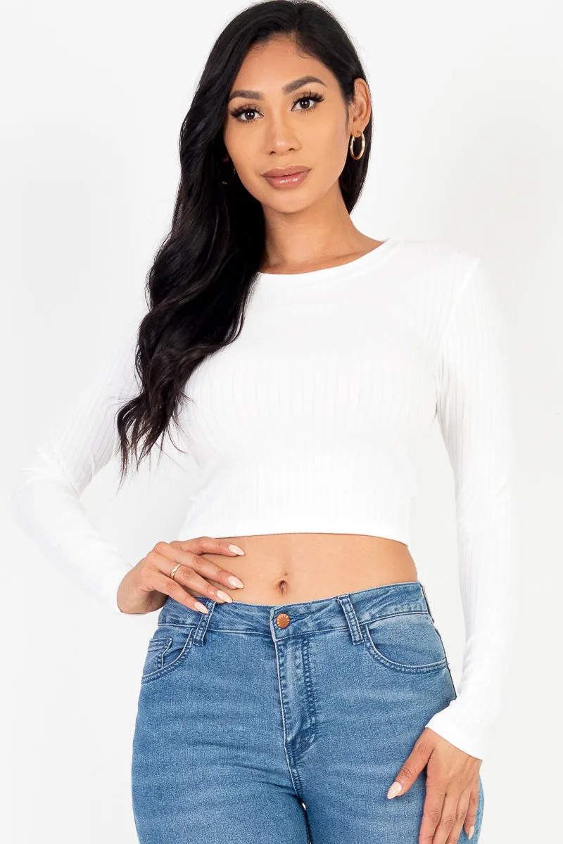 Long Sleeve Round Neck Basic Crop Top (CAPELLA)