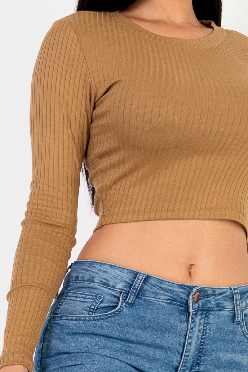Long Sleeve Round Neck Basic Crop Top (CAPELLA)
