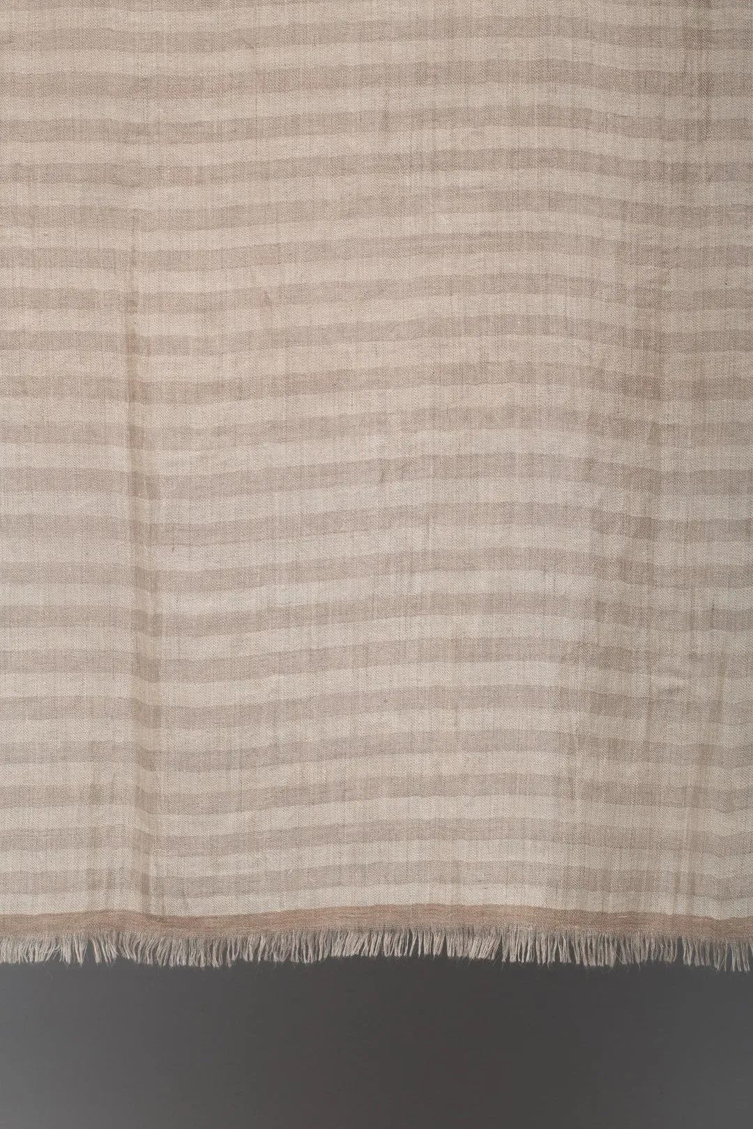 Louisette Taos Taupe Strips Ikat Reversible Zari Cashmere Shawl