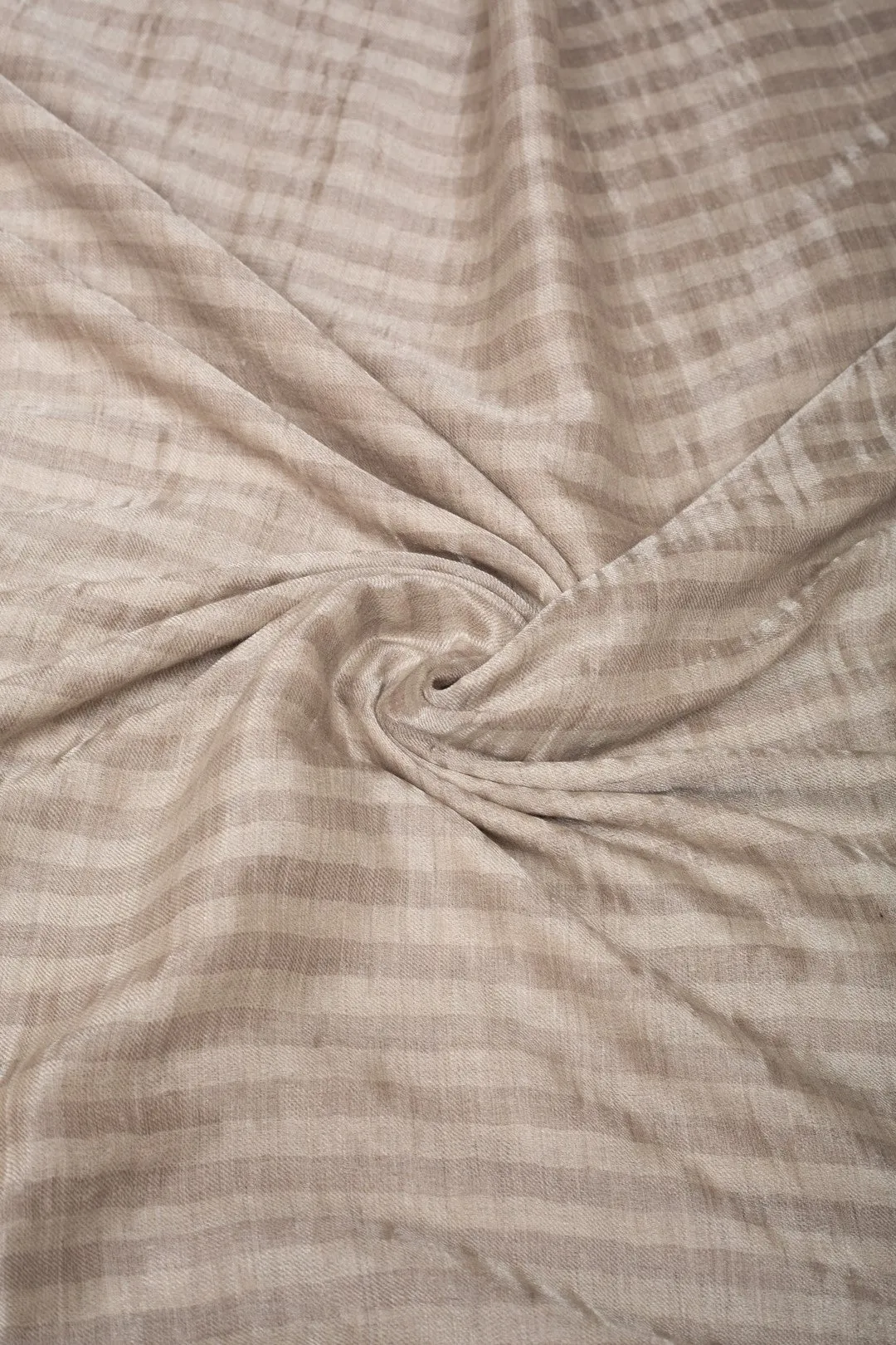 Louisette Taos Taupe Strips Ikat Reversible Zari Cashmere Shawl