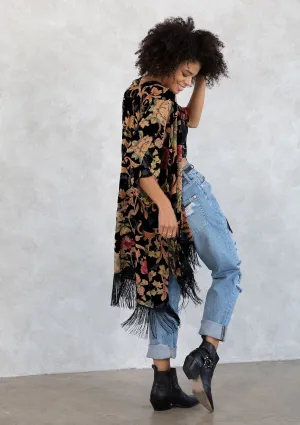 LOVESTITCH BURNOUT VELVET LAYERING KIMONO