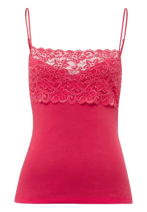 Luxury Moments Wide Lace Cotton Camisole | Geranium 71448-1399