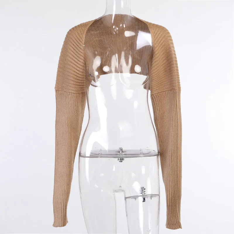 MB FASHION Ribbed Knit Long-Sleeve Shrug 7249LY