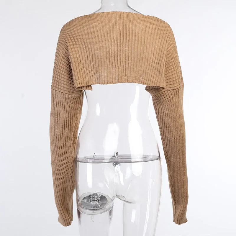 MB FASHION Ribbed Knit Long-Sleeve Shrug 7249LY