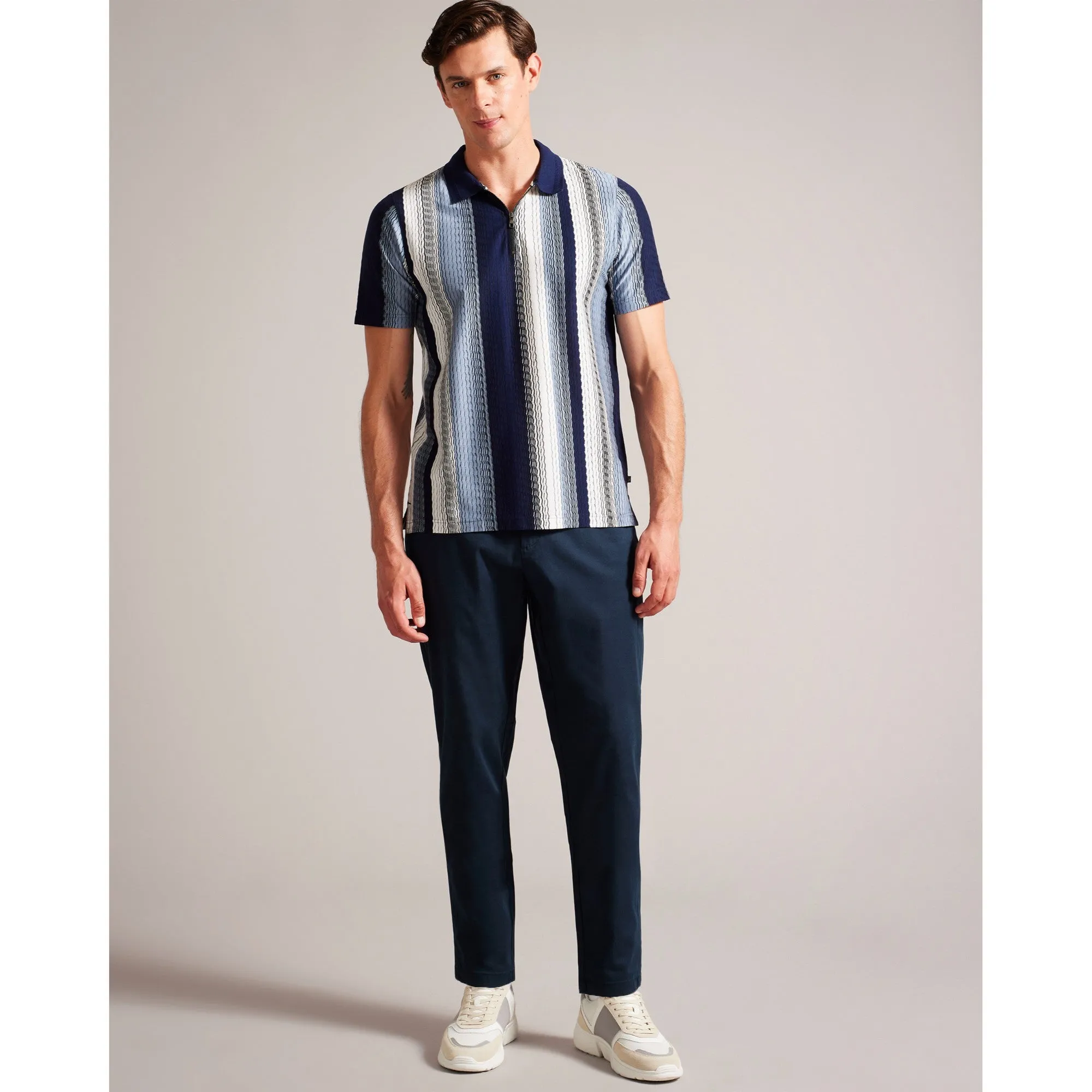 Men Mmt-Haybrn-Regular Fit Textured Chino Trouser - Navy