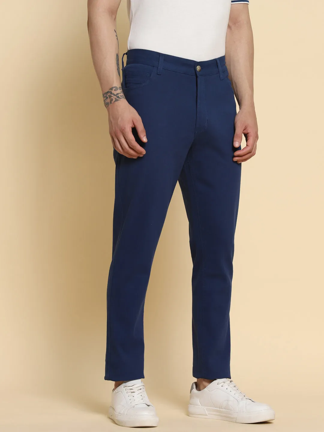 Men's Denim Blue Chino Smart Casual Look For Season Essential