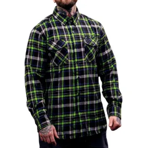 Men's Fashion Red and Green Plaid Lapel Long Sleeve Shirt 55166033F