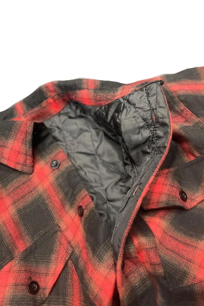 Mens Red Quilted Flannel Shirt