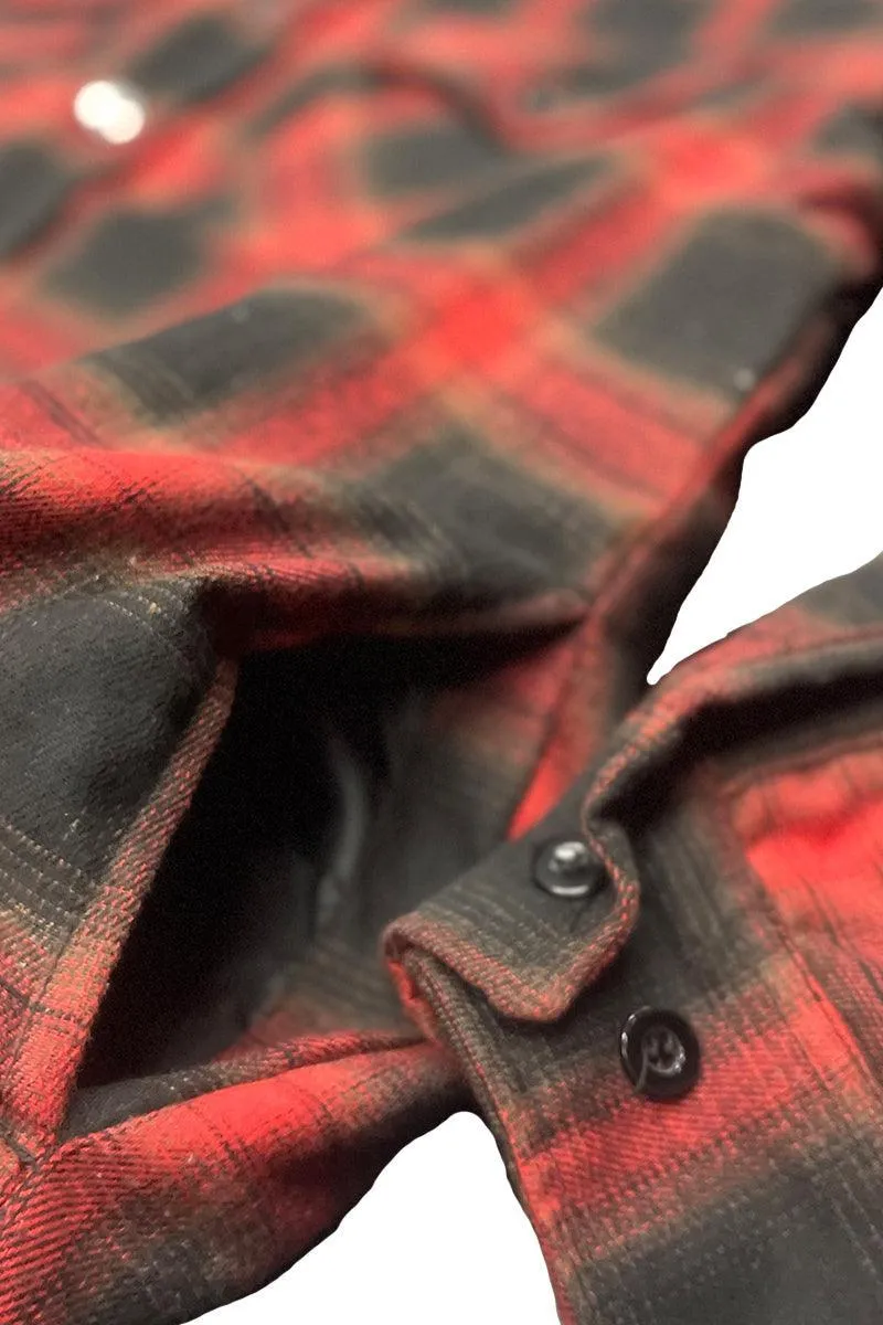 Mens Red Quilted Flannel Shirt