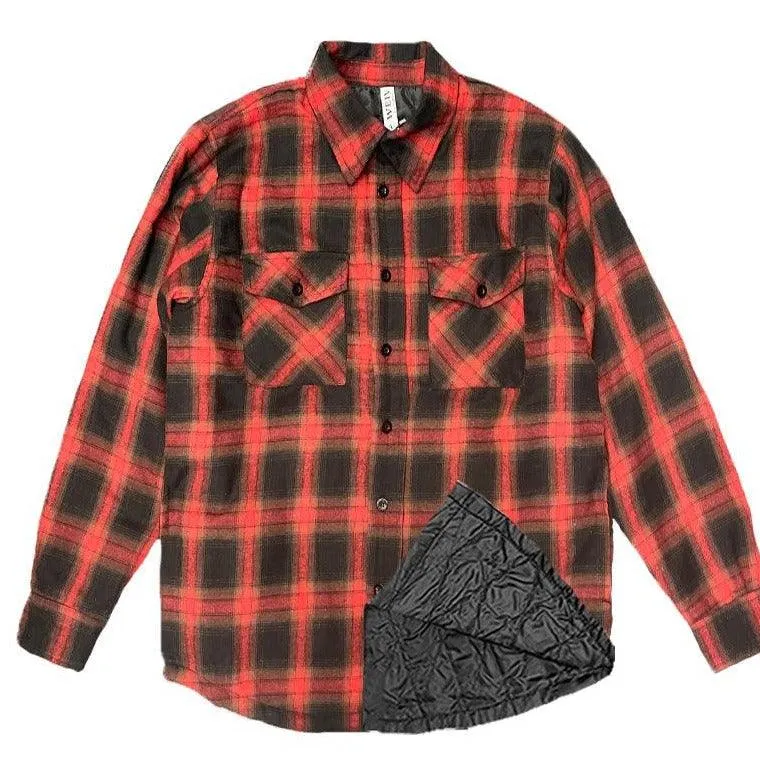 Mens Red Quilted Flannel Shirt