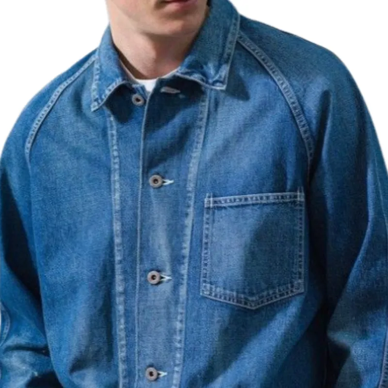 Men's Stylish Casual Lapel Multi-pocket Denim Jacket 77335227F