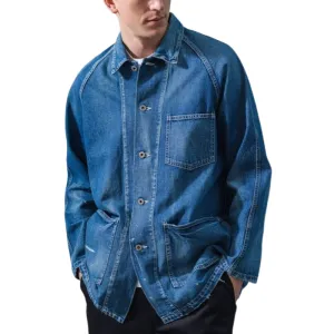 Men's Stylish Casual Lapel Multi-pocket Denim Jacket 77335227F