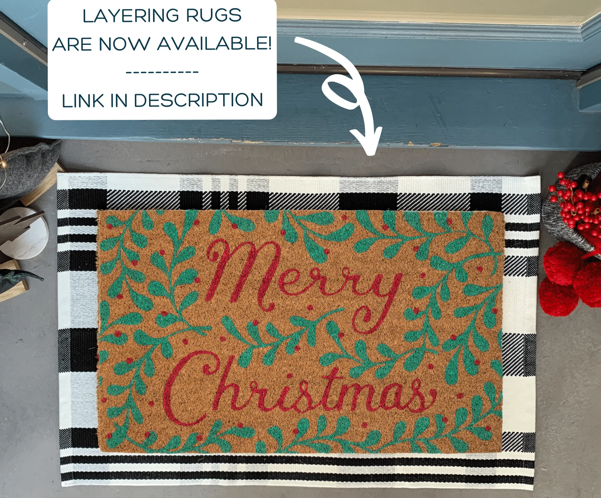 Merry Christmas Mistletoe Doormat