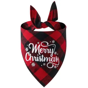 Merry Christmas Red Plaid Bandana