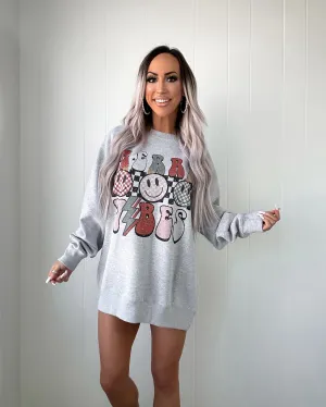 Merry Vibes Graphic Sweatshirt - Heather Grey
