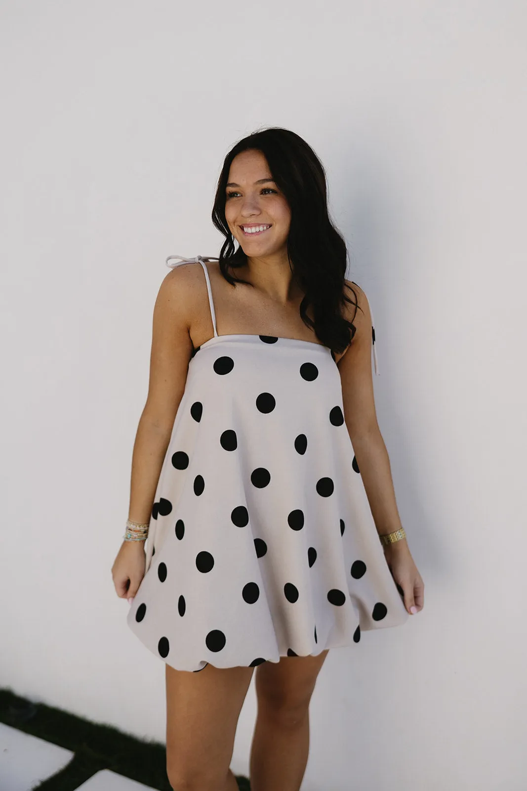 Mia Mini Dress - Taupe/Black