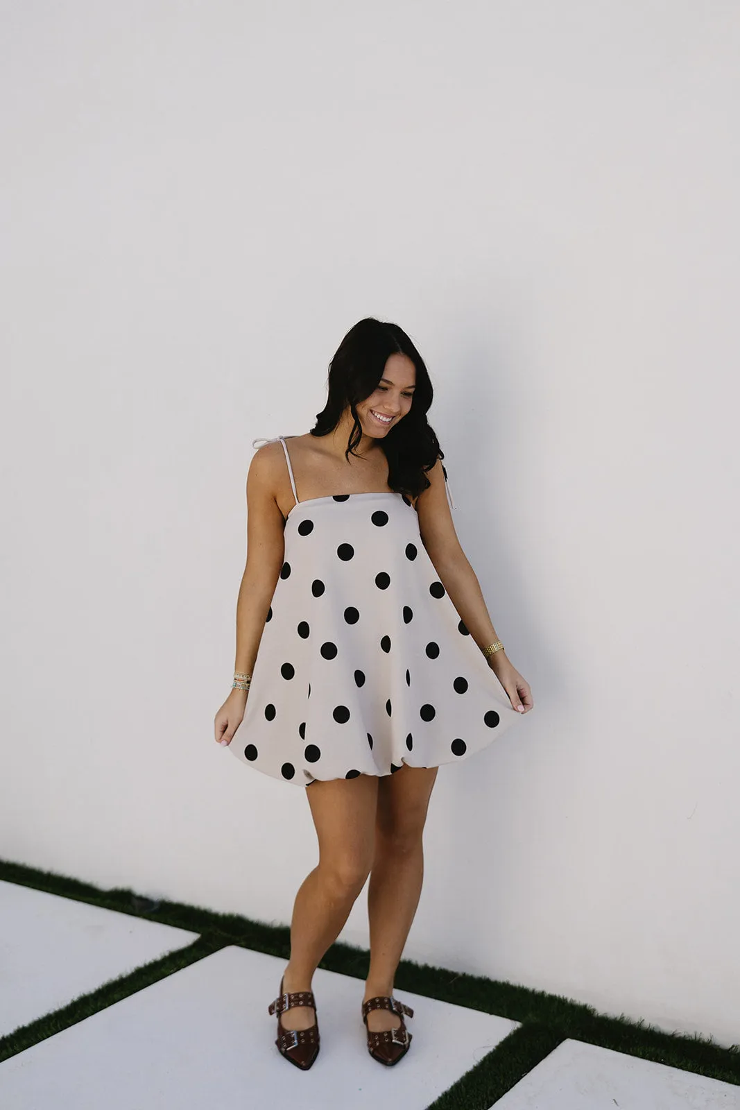 Mia Mini Dress - Taupe/Black