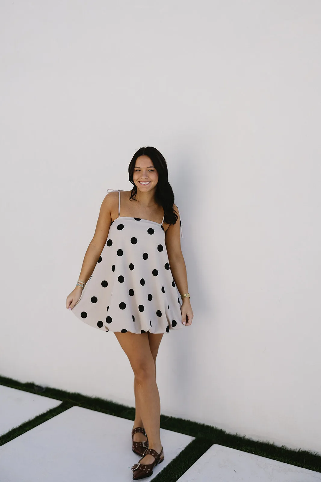 Mia Mini Dress - Taupe/Black