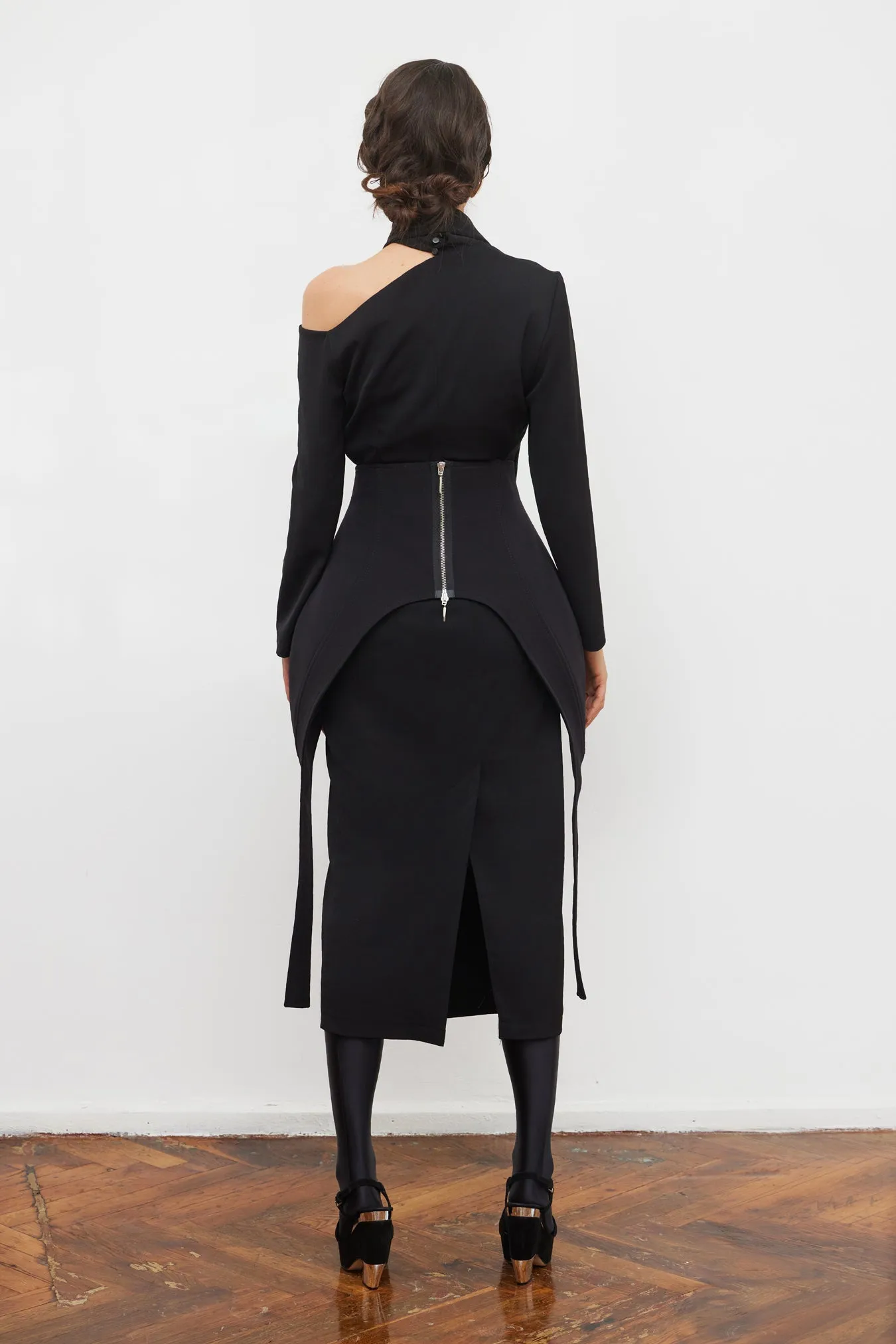 Minimalist Black Waist Corset For Layering Black