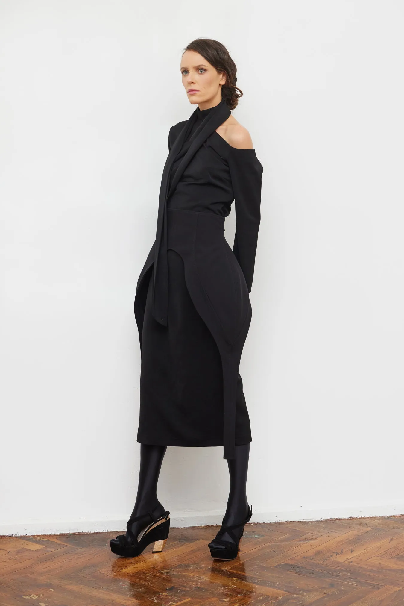 Minimalist Black Waist Corset For Layering Black