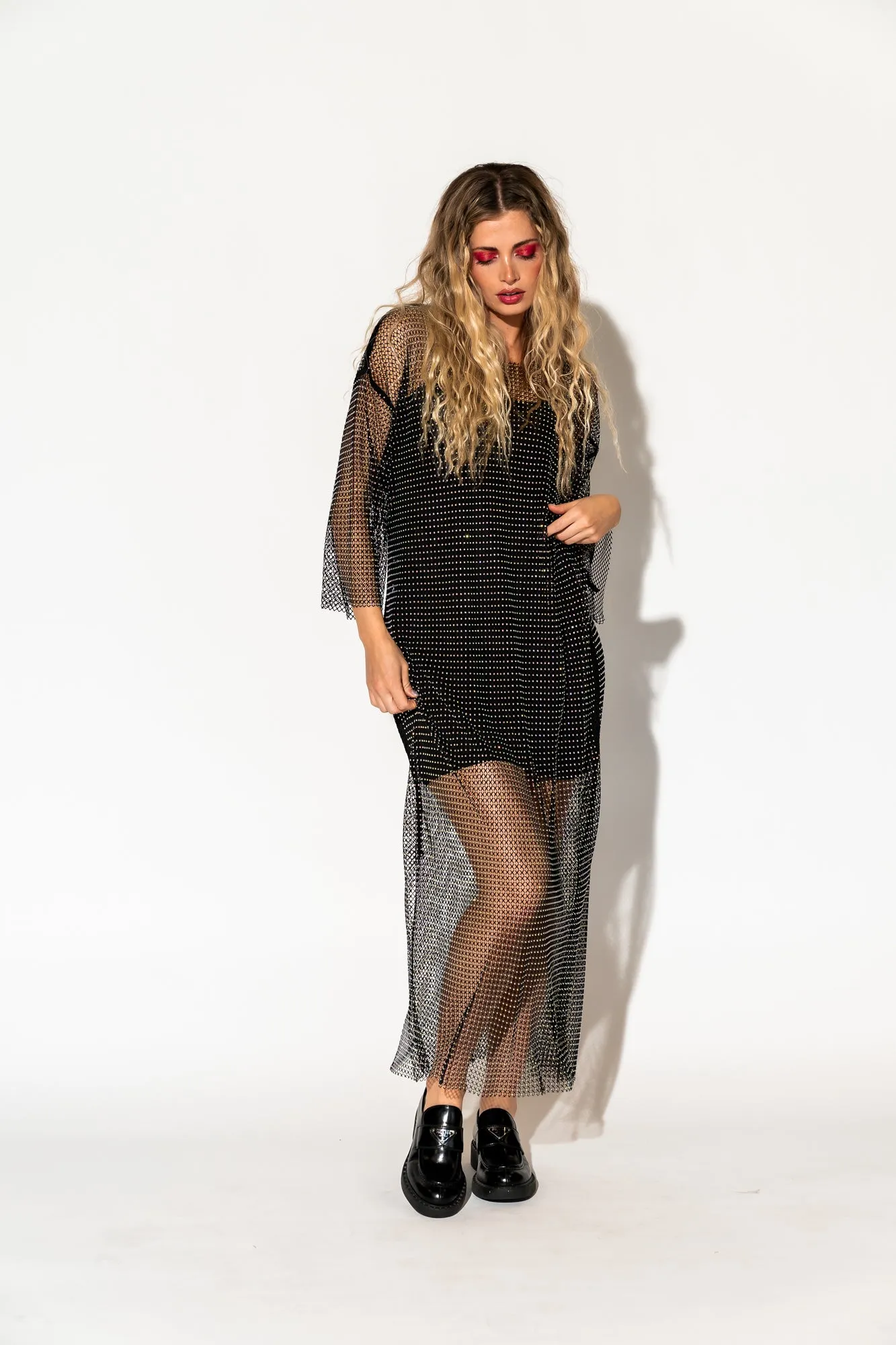 Mirrorball Mesh Dress   Slip