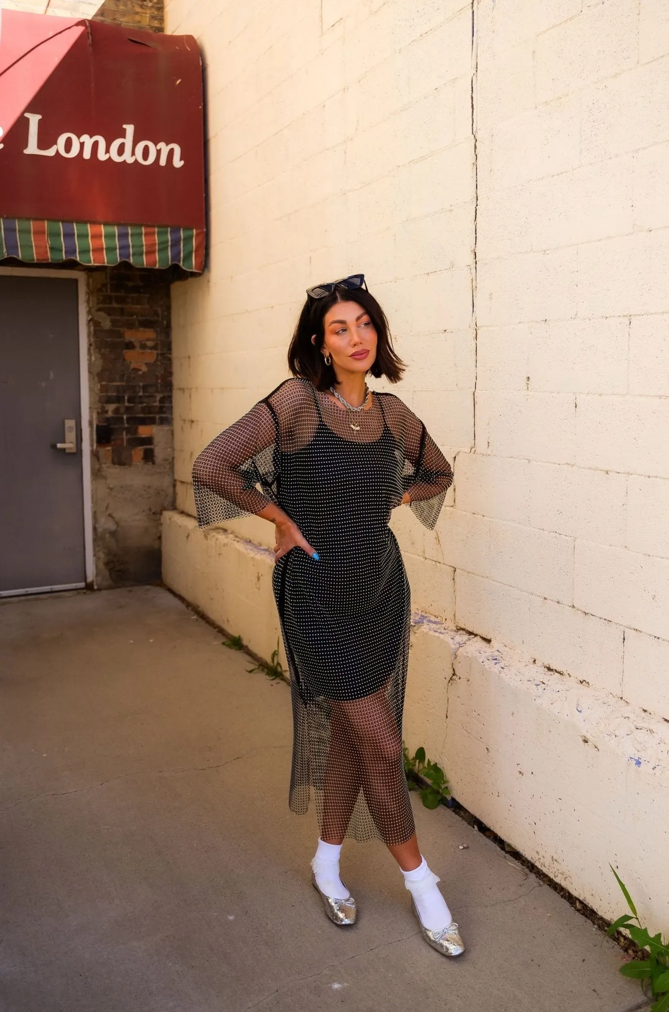Mirrorball Mesh Dress   Slip