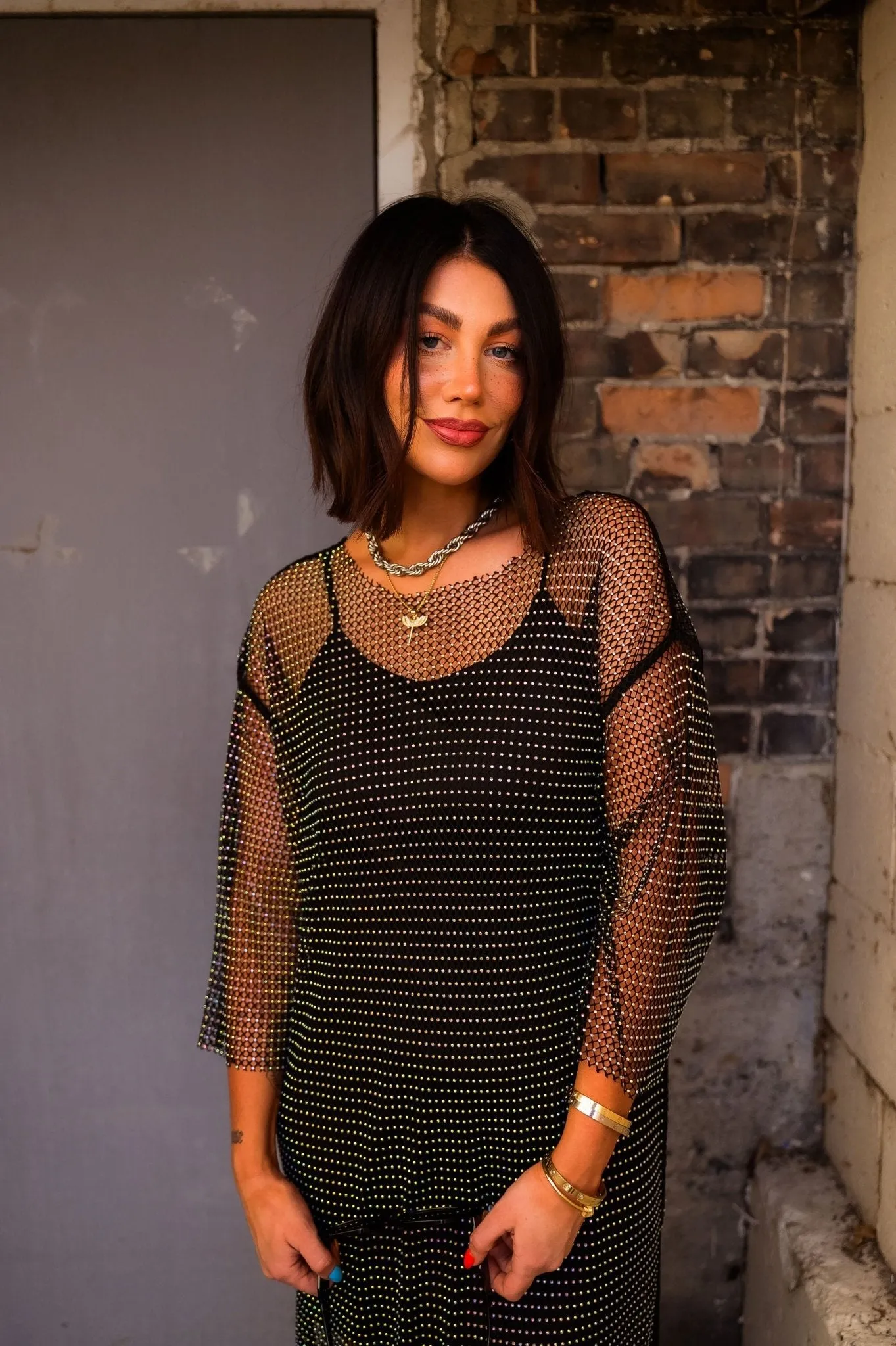 Mirrorball Mesh Dress   Slip