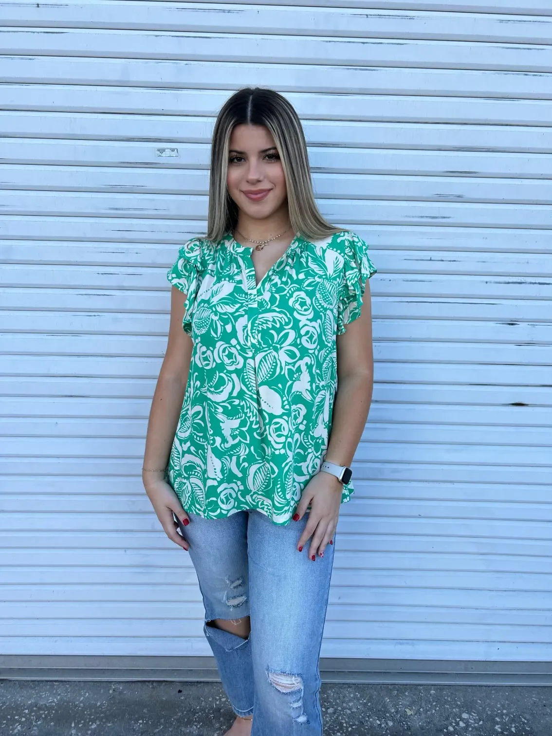 Mixing it Green Blouse