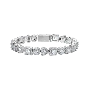 Moissanite Princess Cut Mix Clustered Tennis Bracelet - 7mm