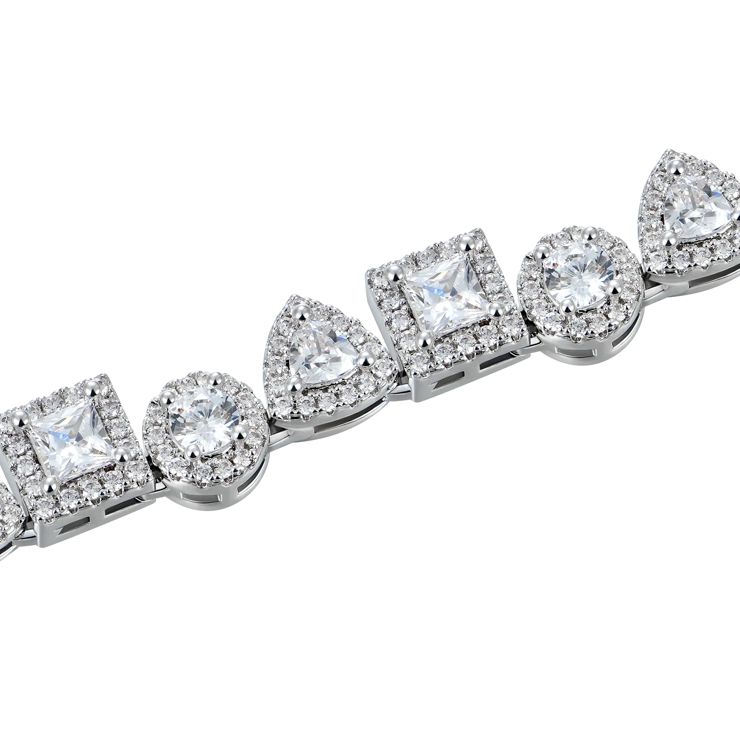 Moissanite Princess Cut Mix Clustered Tennis Bracelet - 7mm