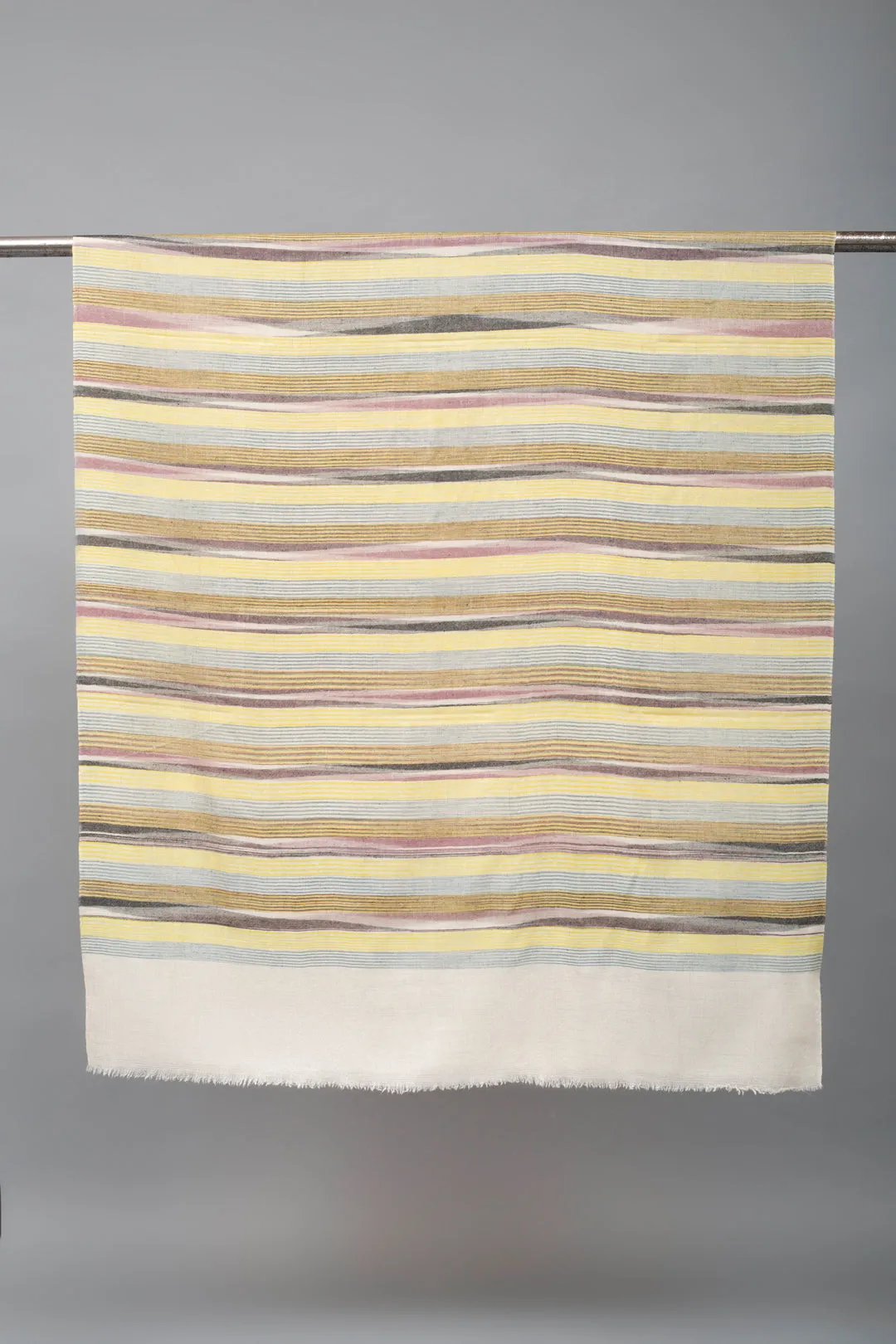 Morning Glory Stripes Ikat Cashmere Shawl