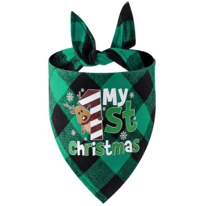 My 1st Christmas Green Plaid Bandana