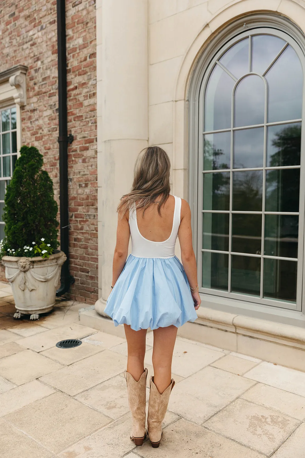 Nadia Mini Dress - White/Blue