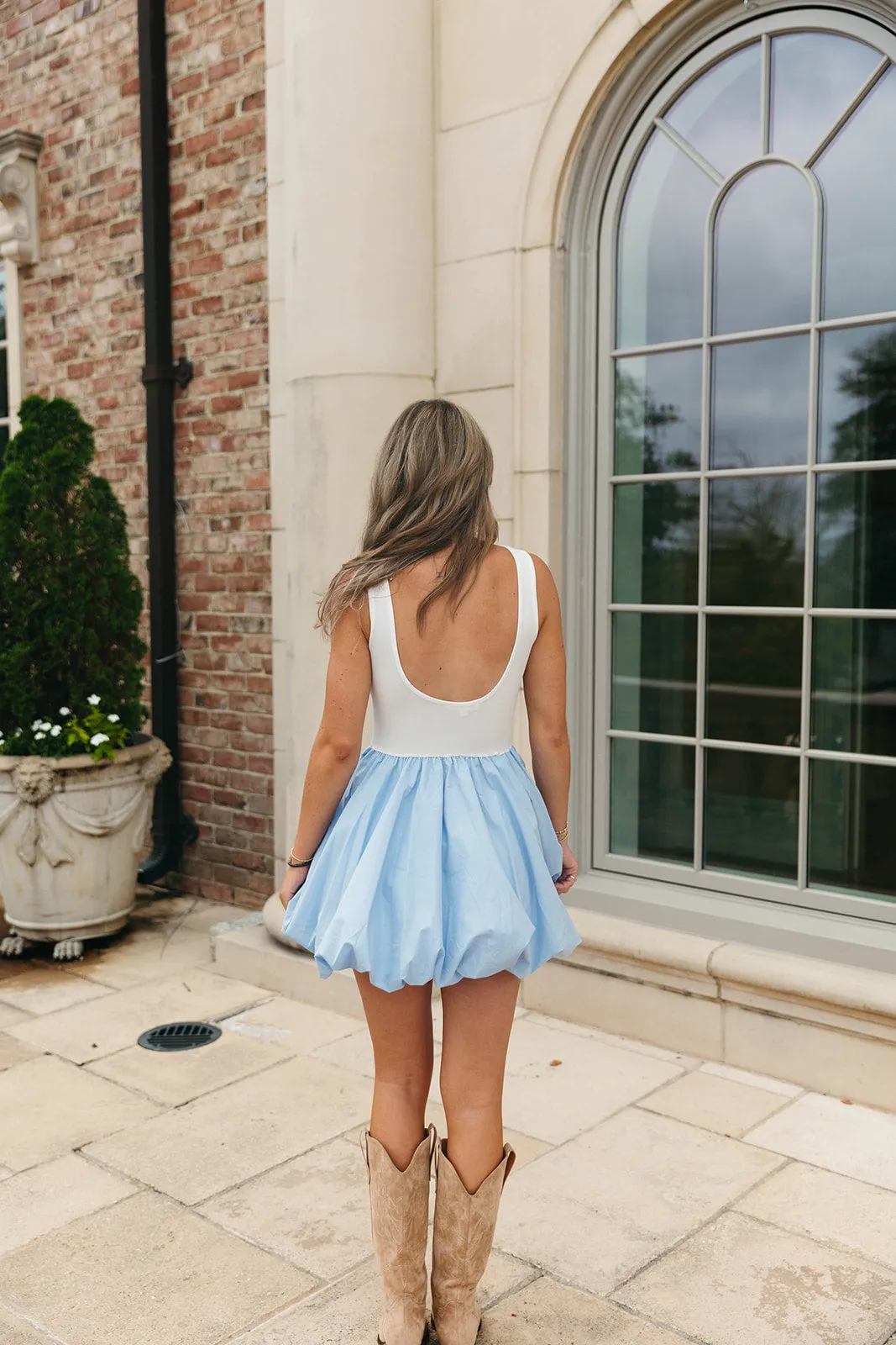 Nadia Mini Dress - White/Blue