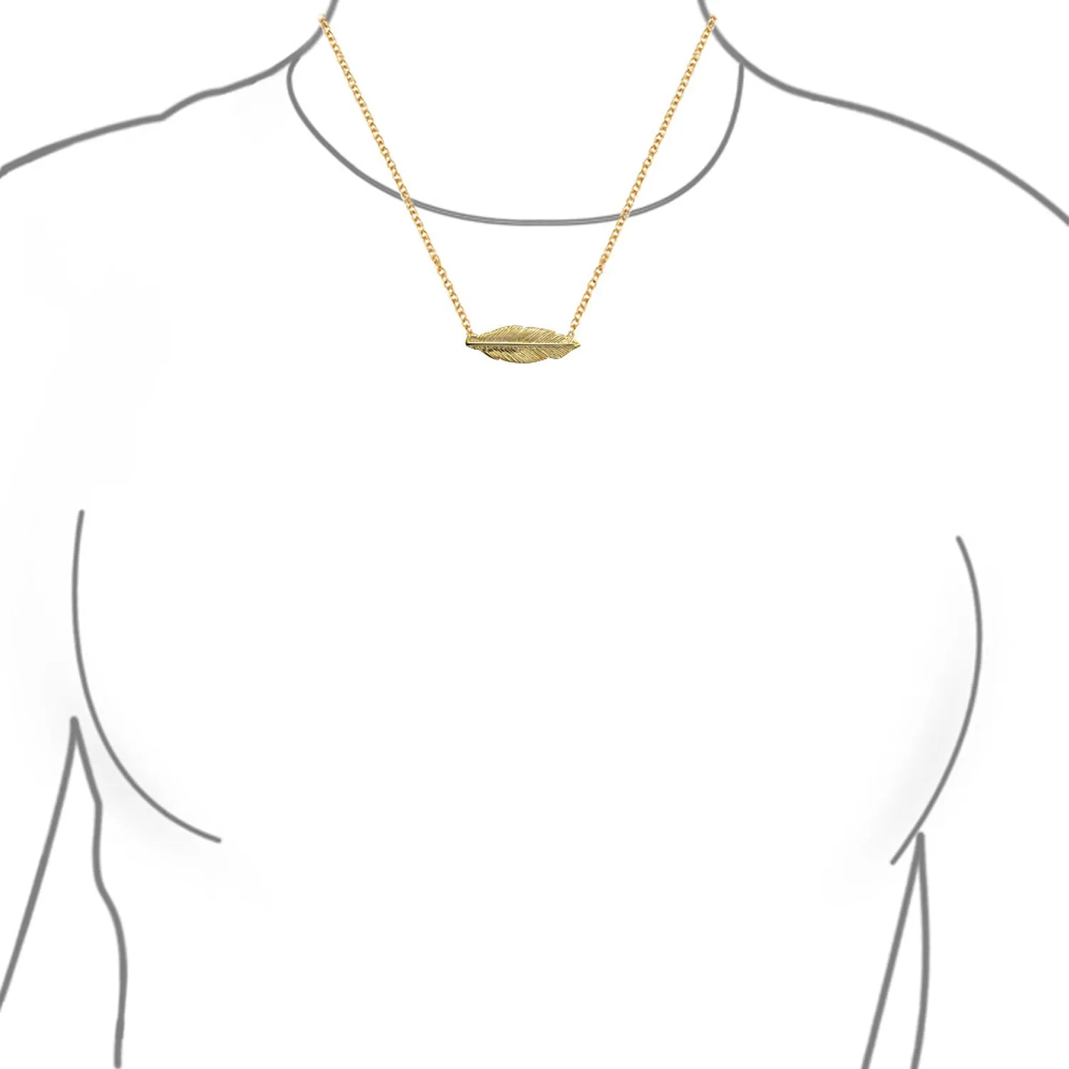 Native American Style Feather Leaf Pendant Necklace in 14K Gold Plated Silver