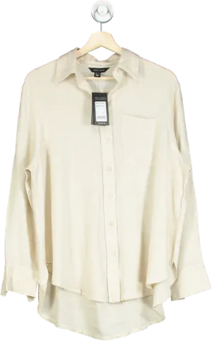 New Look Beige Lottie Linen Shirt UK 8