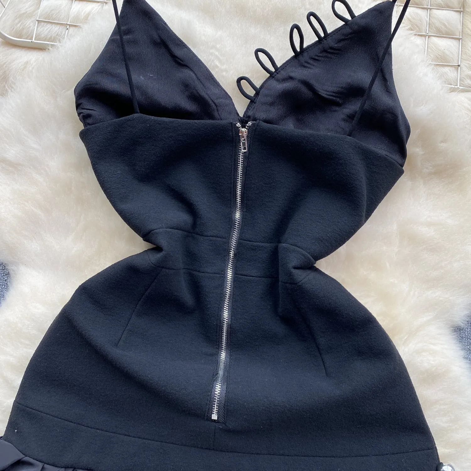 Niche Beaded Black Slip Dress