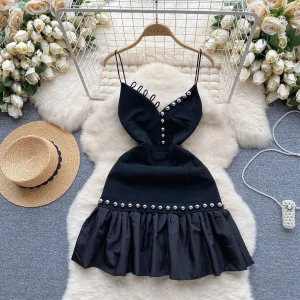 Niche Beaded Black Slip Dress