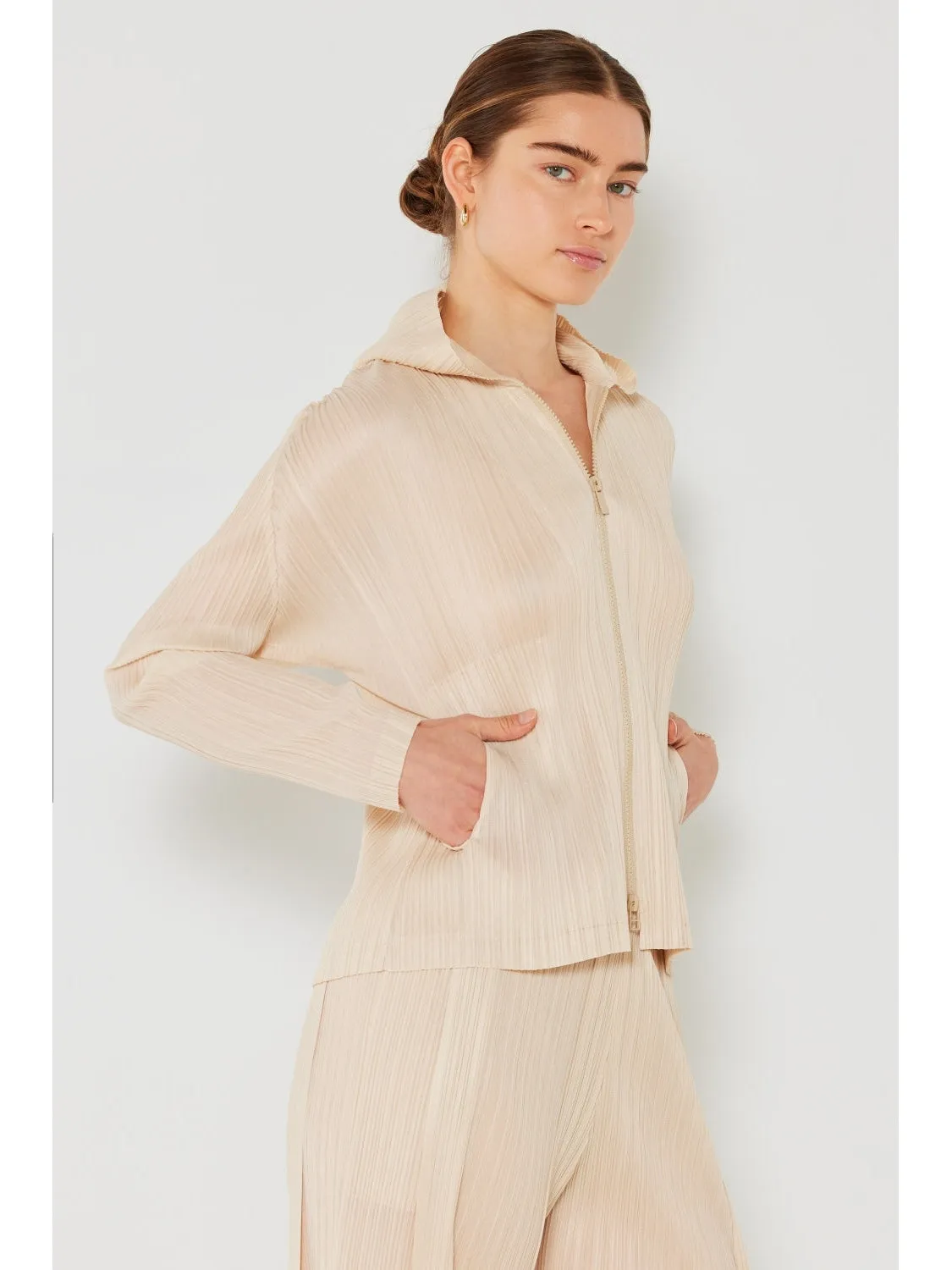 NicholesGifts Women Marina West Swim Pleated Hood Jacket with 2 Way Zipper