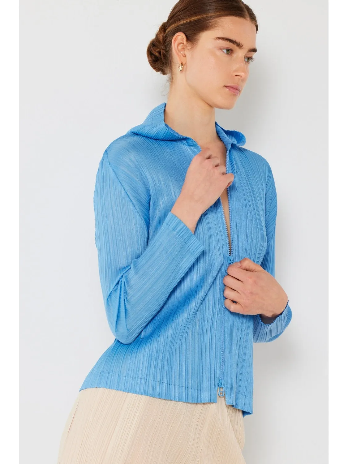 NicholesGifts Women Marina West Swim Pleated Hood Jacket with 2 Way Zipper