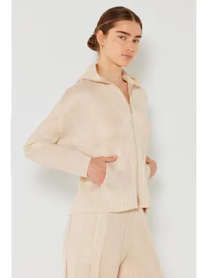 NicholesGifts Women Marina West Swim Pleated Hood Jacket with 2 Way Zipper