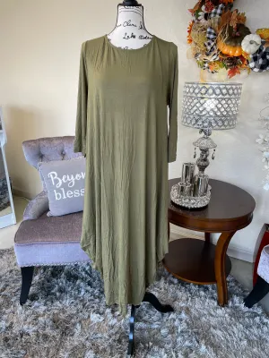 Olive Bubble Midi Layering Dress