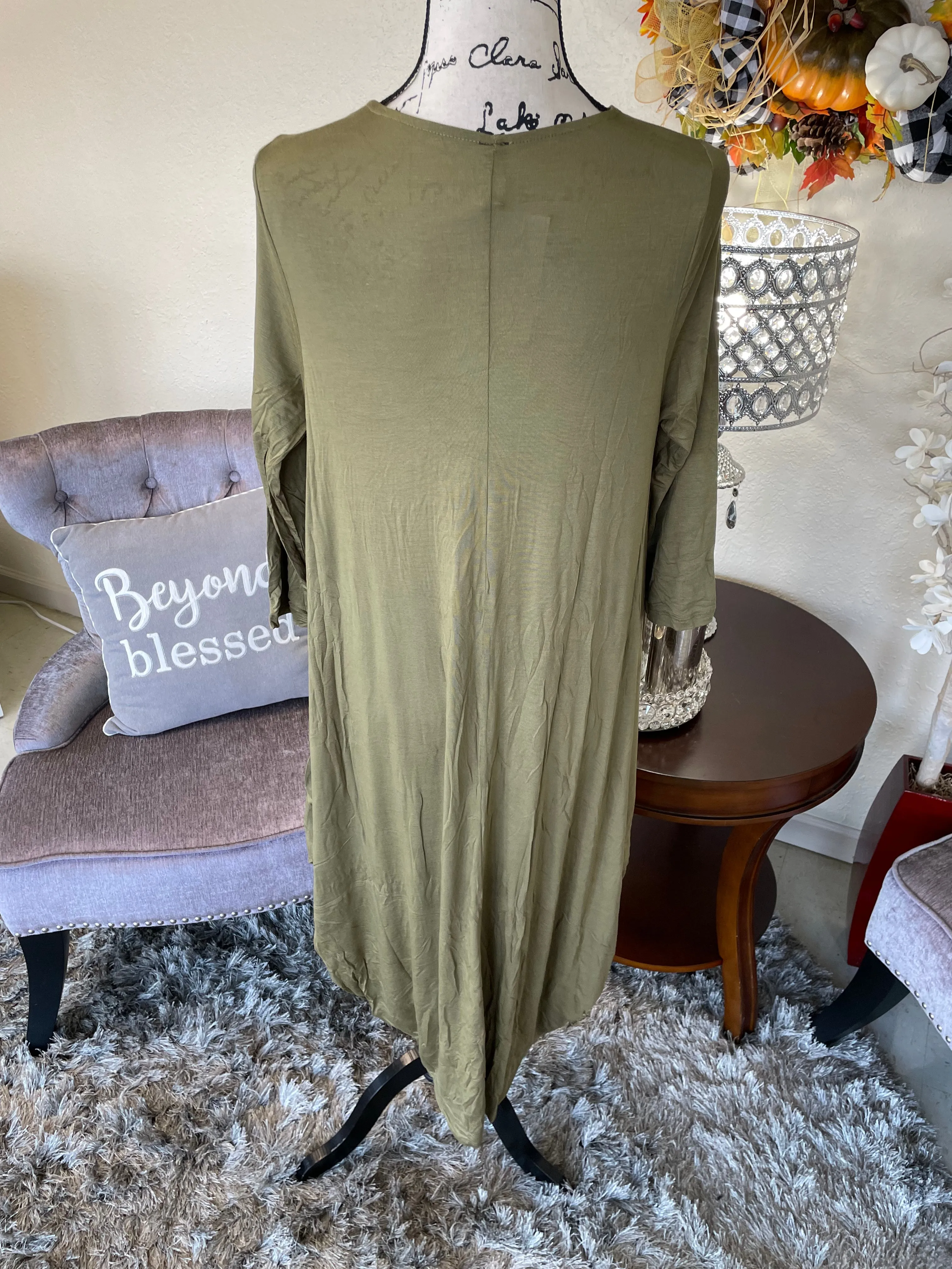 Olive Bubble Midi Layering Dress