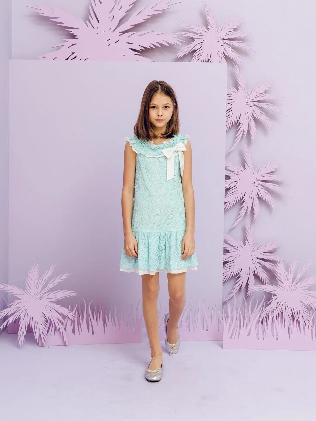 One Friday Kids Girls Aqua Dress